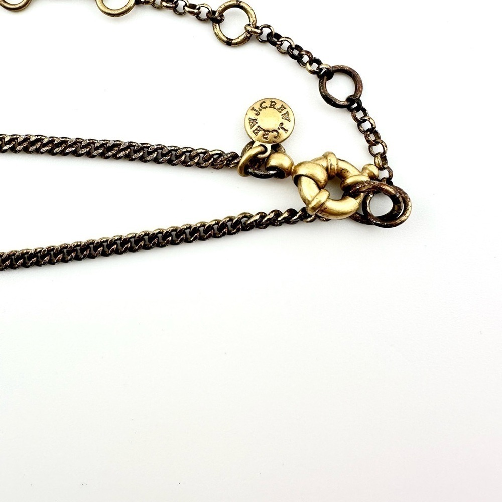 J Crew Necklace, Long Gold Tone and White Tassel Pendant with Iridescent Stone - Picture 6 of 8